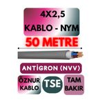 Avarson Öznur 4x2,5 NYM Antigron Kablo, 50 Metre, Gri