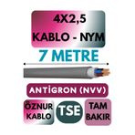 Avarson Öznur 4x2,5 NYM Antigron Kablo, 7 Metre, Gri