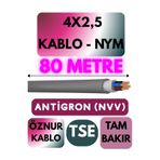 Avarson Öznur 4x2,5 NYM Antigron Kablo, 80 Metre, Gri