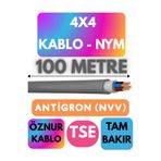 Avarson Öznur 4x4 Antigron (NYM) Kablo, 100 Metre, Gri