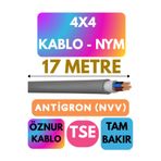Avarson Öznur 4x4 Antigron (NYM) Kablo, 17 Metre, Gri