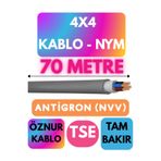 Avarson Öznur 4x4 Antigron (NYM) Kablo, 70 Metre, Gri