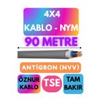 Avarson Öznur 4x4 Antigron (NYM) Kablo, 90 Metre, Gri