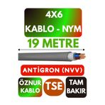 Avarson Öznur 4x6 NYM Antigron Kablo, 19 Metre, Gri