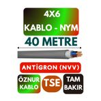 Avarson Öznur 4x6 NYM Antigron Kablo, 40 Metre, Gri