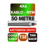 Avarson Öznur 4x6 NYM Antigron Kablo, 50 Metre, Gri