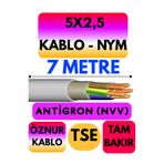 Avarson Öznur 5x2,5 Antigron NYM Kablo, 7 Metre, Gri