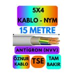 Avarson Öznur 5X4 Antigron (NYM) Kablo, 15 Metre, Gri