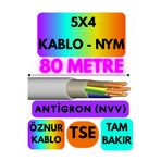 Avarson Öznur 5X4 Antigron (NYM) Kablo, 80 Metre, Gri
