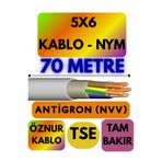 Avarson Öznur 5X6 Antigron NYM Kablo, 70 Metre, Gri