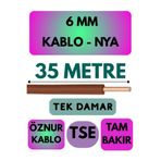 Avarson Öznur 6 MM NYA Enerji Kablosu, 35 Metre, Kahverengi