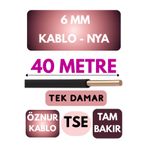 Avarson Öznur 6 MM NYA Enerji Kablosu, 40 Metre, Siyah