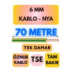 Avarson Öznur 6 MM NYA Enerji Kablosu, 70 Metre, Sarı-Yeşil