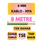 Avarson Öznur 6 MM NYA Enerji Kablosu, 8 Metre, Sarı-Yeşil