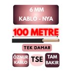 Avarson Öznur 6 MM NYA Kablo, 100 Metre, Siyah