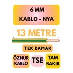 Avarson Öznur 6 MM NYA Kablo, 13 Metre, Sarı-Yeşil