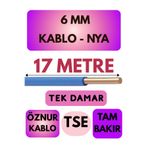 Avarson Öznur 6 MM NYA Kablo, 17 Metre, Mavi