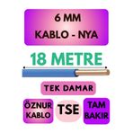 Avarson Öznur 6 MM NYA Kablo, 18 Metre, Mavi