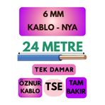 Avarson Öznur 6 MM NYA Kablo, 24 Metre, Mavi