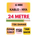 Avarson Öznur 6 MM NYA Kablo, 24 Metre, Sarı-Yeşil