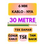 Avarson Öznur 6 MM NYA Kablo, 30 Metre, Sarı-Yeşil