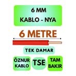 Avarson Öznur 6 MM NYA Kablo, 6 Metre, Kırmızı, Enerji Kablosu