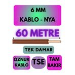 Avarson Öznur 6 MM NYA Kablo, 60 Metre, Kahverengi