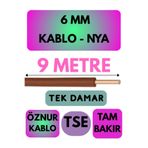 Avarson Öznur 6 MM NYA Kablo, 9 Metre, Kahverengi, Enerji Kablosu