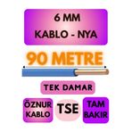 Avarson Öznur 6 MM NYA Kablo, 90 Metre, Mavi