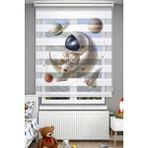 Avart Digital Astronot ve Uzaylı Temalı Zebra Stor Perde - Dijital Baskılı Zebra Stor Perde - Renkli - 100 x 180 cm