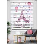 Avart Digital Paris Eiffel Baskılı Plise Zebra Perde - Dijital Baskılı Zebra Stor Perde - Renkli - 160 x 200 cm