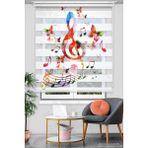 Avart Digital Renkli Nota Müzik Baskılı Zebra Perde - Dijital Baskılı Zebra Stor Perde - 120 x 180 cm
