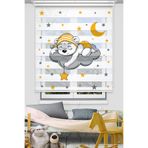 Avart Digital Sevimli Uyuyan Ayıcık Baskılı Zebra Perde - Sarı - Çocuk Odası Perdesi - Baskılı Zebra Perde