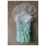 Avastyle Babyxml-1A867-DENİZCİK45175 Herşeytrend Yenidoğan Kareli Duvaklı Kız Kundak Bebek Battaniyesi Mint Yeşili