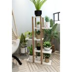 AVC Trade Fida Beyaz Ahşap 5 Katlı Köşe Sehpa & Çiçeklik - Modern Aksesuar Standı