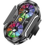 Avcı Teknoloji Market Çift Fanlı Rgb Telefon Soğutucu Gaming Mobil Oyun Fanı Dijital Ekranlı - Siyah