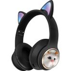 Avcı Teknoloji Market Kedi Kulaklı Bluetooth Kulaklık LED Işıklı Kablosuz Kulak Üstü Çocuk Genç Kulaklık - Siyah