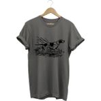 Avcılık Av Desenli Orman Temalı Pointer Av Köpeği Tasarımlı %100 Pamuk Regular Fit T-Shirt - Antrasit