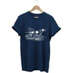 Avcılık Av Desenli Orman Temalı Pointer Av Köpeği Tasarımlı %100 Pamuk Regular Fit T-Shirt - Lacivert - 2XL