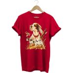 Avcılık Desenli Av Köpeği Ingiliz Pointer Setter Sülün Vahşi Yaşam Baskılı Regular Fit T-Shirt - Kırmızı