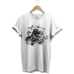 Avcılık Hunter Drahthaar Av Köpeği ve Keklik Ördek Çulluk Baskılı Regular Fit %100 Pamuk T-Shirt - Beyaz - XL