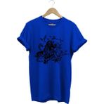 Avcılık Hunter Drahthaar Av Köpeği ve Keklik Ördek Çulluk Baskılı Regular Fit %100 Pamuk T-Shirt - Saks Mavi - 3XL
