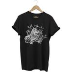 Avcılık Hunter Drahthaar Av Köpeği ve Keklik Ördek Çulluk Baskılı Regular Fit %100 Pamuk T-Shirt - Siyah - 2XL
