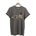 Avcılık Hunter Kurzhaar Av Köpeği ve Keklik Avcılığı Baskılı Regular Fit %100 Pamuk T-Shirt - Antrasit - XL