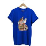 Avcılık Hunter Kurzhaar Av Köpeği ve Keklik Avcılığı Baskılı Regular Fit %100 Pamuk T-Shirt - Saks Mavi - 3XL