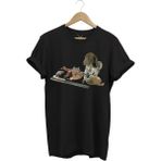 Avcılık Hunter Kurzhaar Av Köpeği ve Keklik Avcılığı Baskılı Regular Fit %100 Pamuk T-Shirt - Siyah - 2XL