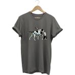 Avcılık Hunting Renkli Pointer Setter Köpekleri Baskılı %100 Pamuk Regular Fit Bisiklet Yaka T-Shirt - 3XL - Gri