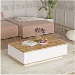 Aven Orta Sehpa 60X90CM 2 Kapaklı Çam-Beyaz AVE14-AW - kahve - açık kahve