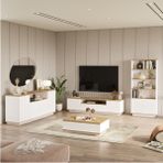 Aven Tv Ünitesi Orta Sehpa Konsol Kitaplık 4'lü Set Çam-Beyaz AVE19-AW - Atlantik Çam - Beyaz