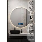 Avend Dokunmatik Akıllı Ayna Bluetooth'lu Buhar Tutmayan Banyo Aynası Hd 3 Renk Ledli Dekoratif Ofis Duvar Lavabo Aynası 70cm Renksiz